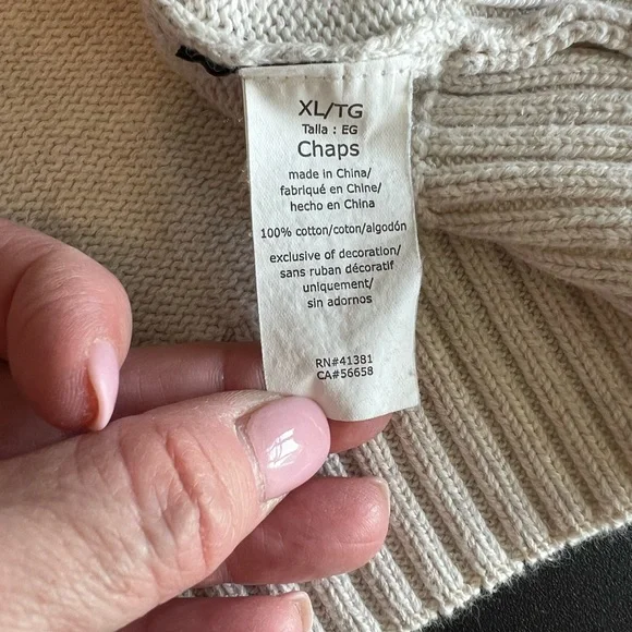 Chaps Gray Fair Isle Boyfriend Sweater quarter zip grey Size XL - Picture 7 of 7